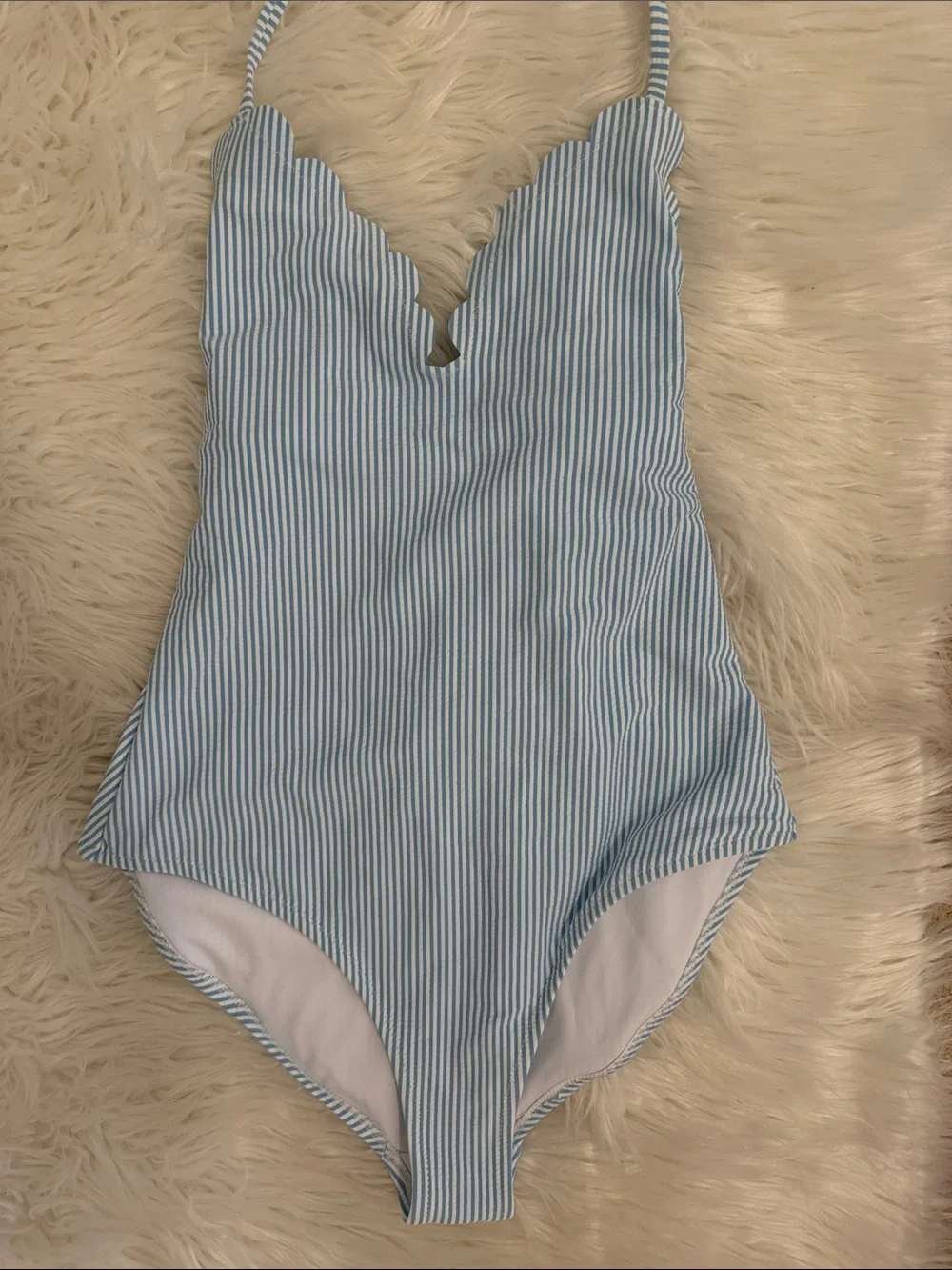 Jessica Simpson Light Blue & White Striped One-Piece Swimsuit size small NWT